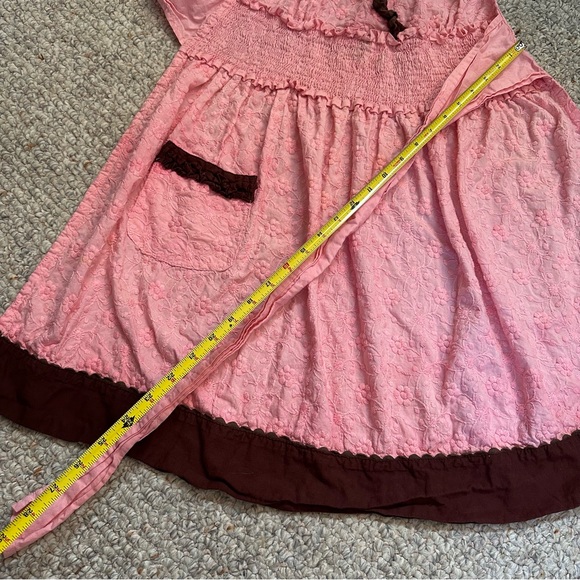 LAST CHANCE! Pink and brown apron - ruffle, pocket - 100% cotton - Picture 12 of 14
